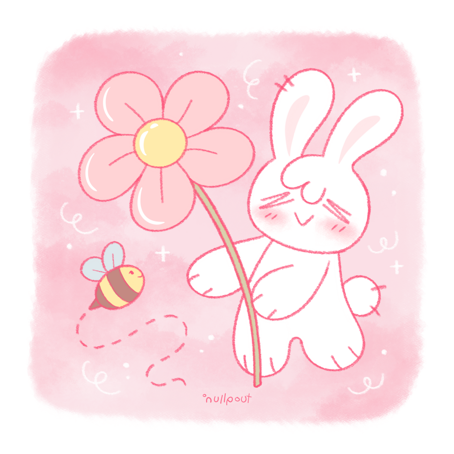 Flower Bunny Square Print