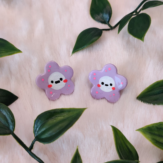 Purple Flower — Polymer Clay Pin