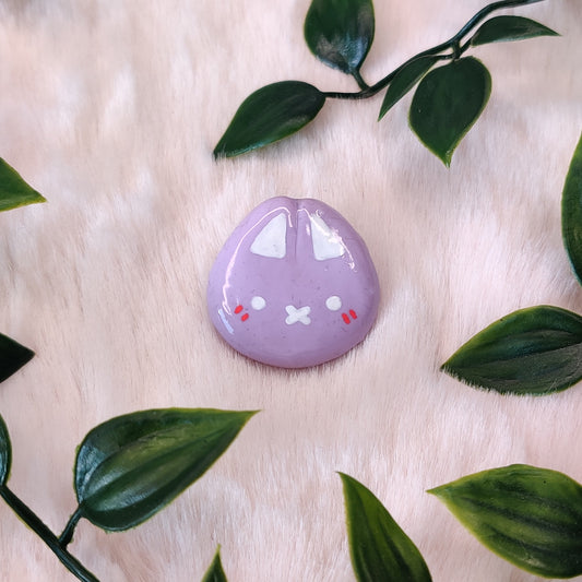 Purple Cat — Polymer Clay Pin