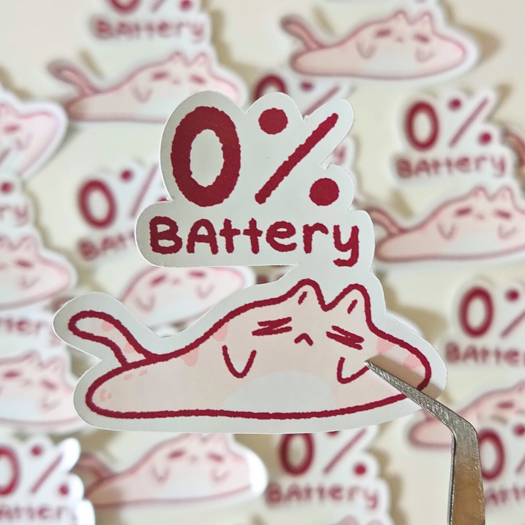 0% Battery Sticker