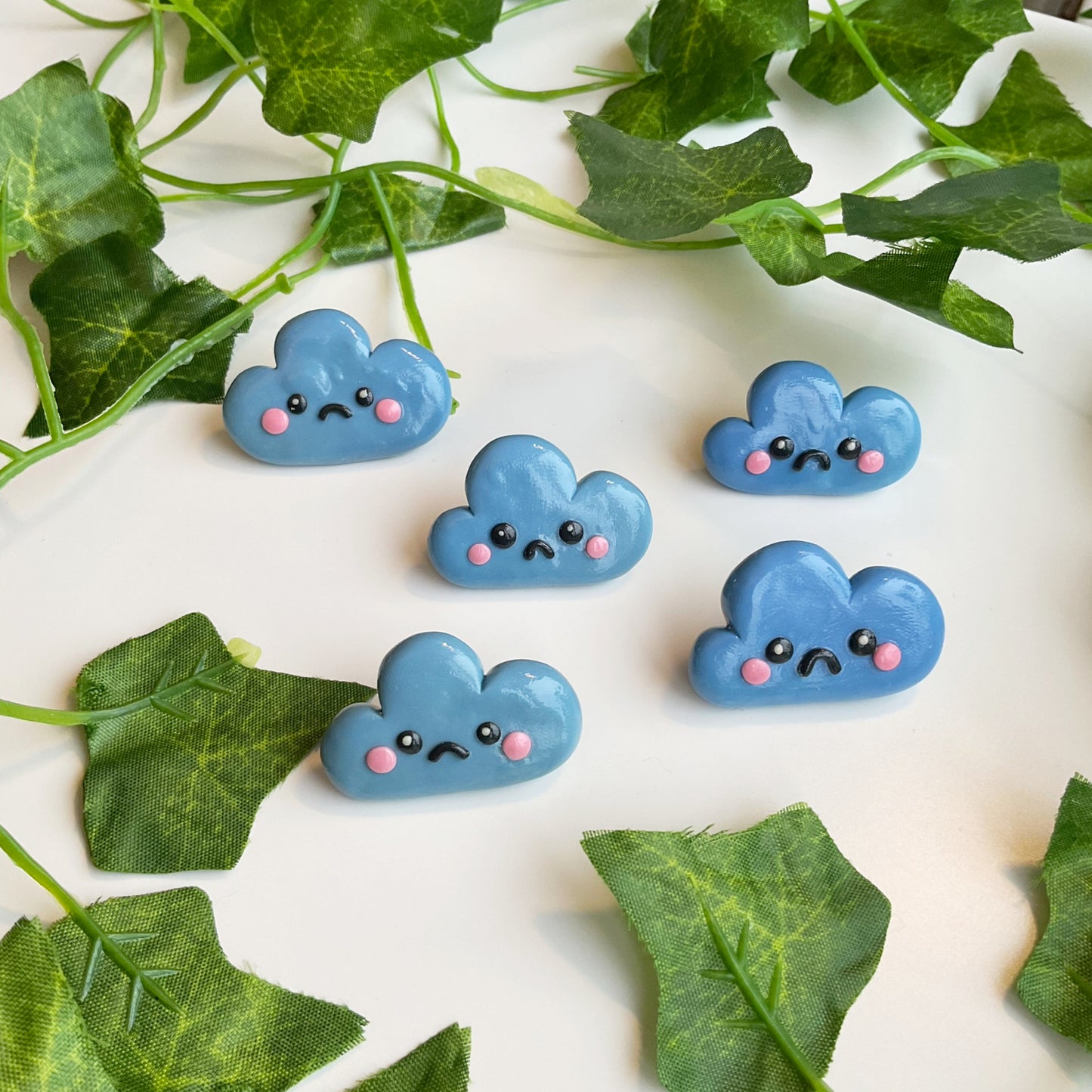 Sad Cloud — Polymer Clay Pin