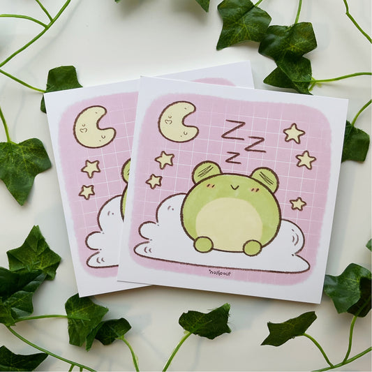 Sleepy Frog Square Print