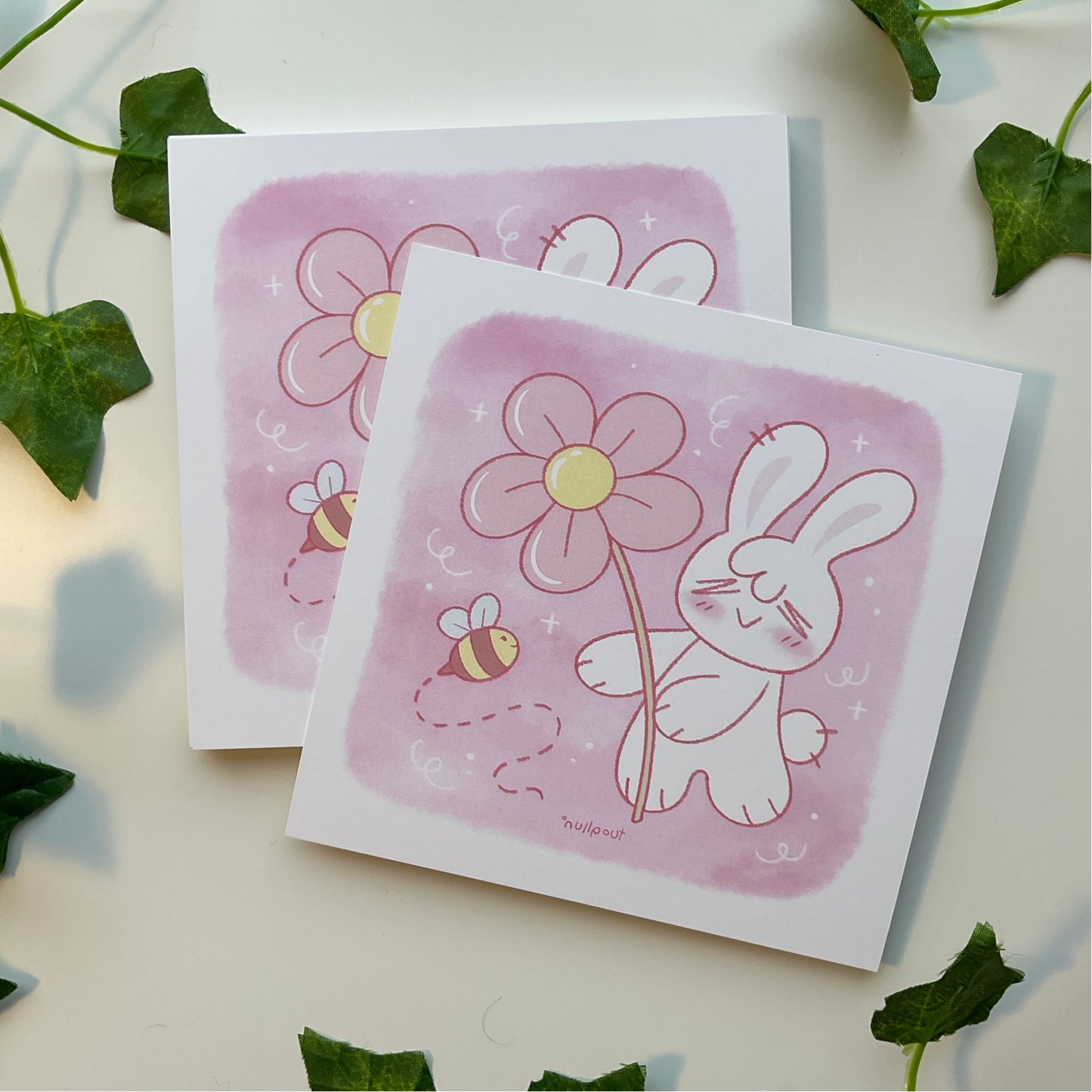 Flower Bunny Square Print