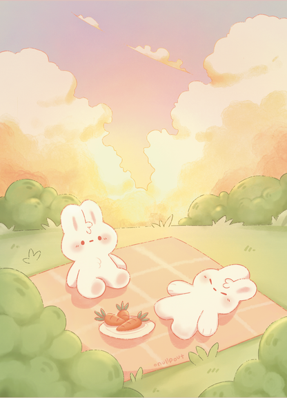 Picnic Bunnies Postcard