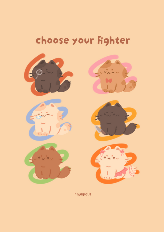 Fighter cats postcard