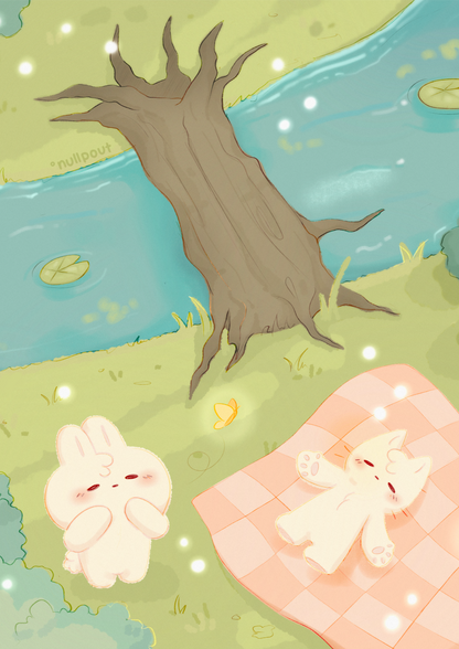 Forest picnic postcard